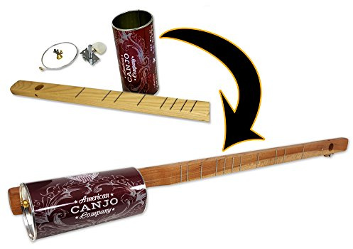 Build-your-own DIY Tin Can Banjo One-String Canjo - Complete Kit with Fretted Neck and Instructions