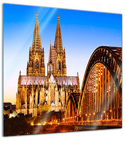 Bilderdepot24 Glasbild - Kölner Dom - Deutschland - 50x50 cm - Deko Glas - Wandbild - Bild auf Glas - moderne Glasbilder - Glasfoto - Echtglas - kein Acryl - Handmade