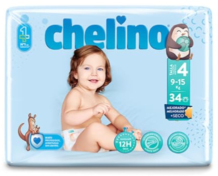 Chelino Pañal infantil Talla 4 Gateo (9-15kg), 204 Pañales