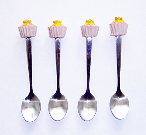 4x KAFFEELÖFFEL Set cupcake Design Kaffee Löffel Besteck Espresso Dessert in Box 9