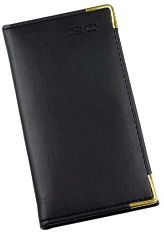 Esposti Carnet d'adresses fin | Couverture rembourrée en cuir PU italien | Carnet d'adresses de poche | Coins de protection dorés | Pages à bords dorés | Index A à Z | 90 x 163 mm