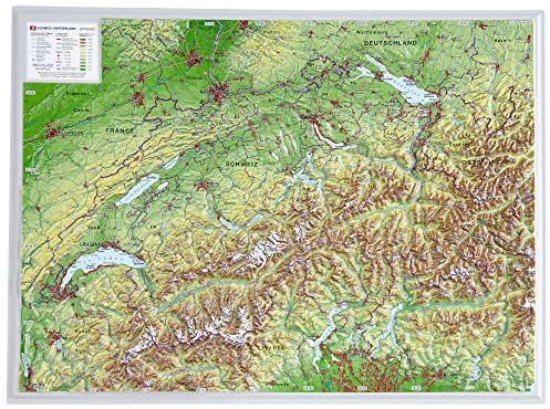 Schweiz 1:1.0MIO: Reliefkarte Schweiz klein Din A3 (Tiefgezogenes Kunststoffrelief)
