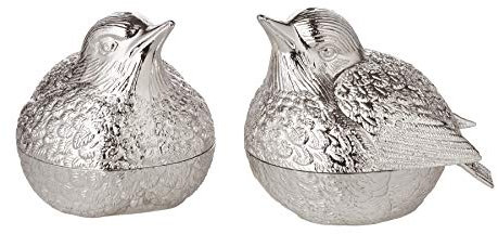 Edzard spargisale e Pepe Passerotto, Altezza 6 cm, Argento Placcato e antiossidante