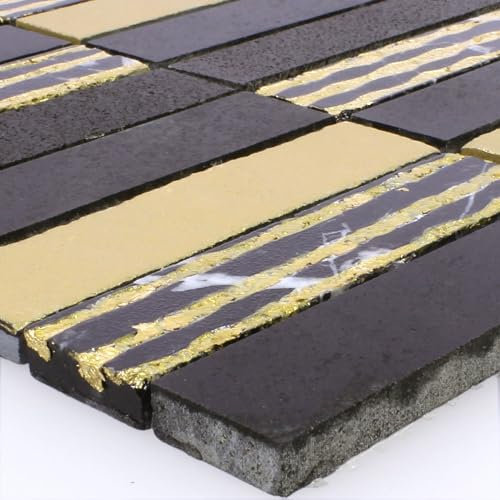Naturstein Mosaikfliese Gold Schwarz Abstellraum Innen Badezimmer Küche Carving