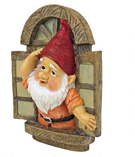 Design Toscano Knothole-Zwerge, Willkommen, Baumfiguren: Fensterzwerg