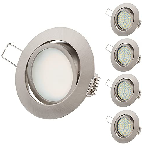 TEVEA PREMIUM LED Einbauleuchte - 230v - Schwenkbare LED Einbaustrahler - Warmweißes Licht - Deckenspot - Austauschbar - Ultra Flach - Energieklasse A+ - (5-er set)