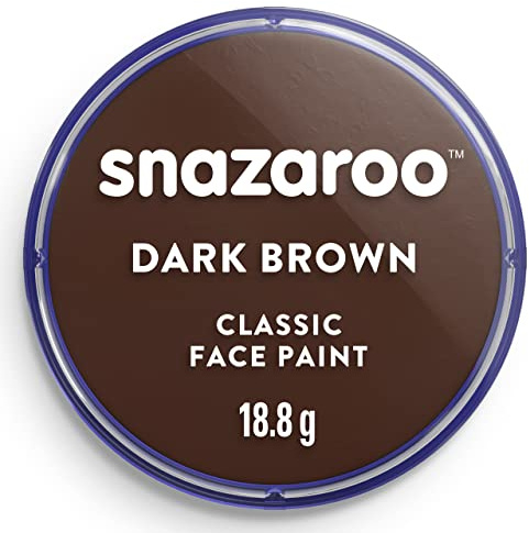 Snazaroo 1118999 Schminkfarbe - Dunkelbraun, 18ml Topf - hautfreundliche Gesichtschminke auf Wasserbasis, wasservermalbar, parabenfrei, Face & Bodypaint Farbe für Kinder & Erwachsene