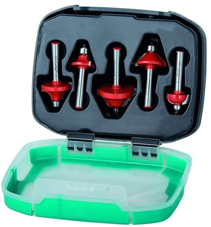 wolfcraft Set di frese sagomate TCT, 5 pezzi I 8754000 I Per fresature di precisione con fresa verticale e fresa fissa.