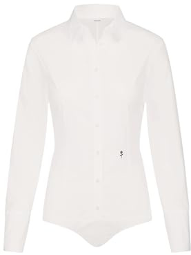 Seidensticker Damen Bodybluse Langarm Slim Fit Uni Bügelfrei Bluse, Weiß, 34 EU