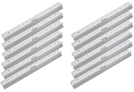 Westcott E-10114 00-I Lineal Aluminium mit Griffleiste, 30 cm, 12 Stück