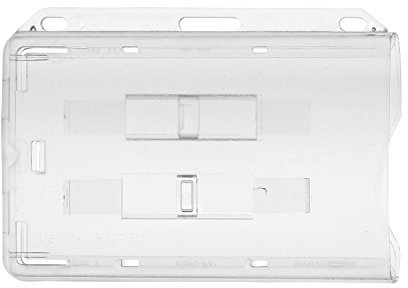MACEMARO TRADING 50 x KARTENHALTER - Transparent Set Schieber Schnur Zugband Ausweishalter Ausziehbar Ausweis Kartenhülle Schutzhülle Horizontal Vertikal Hoch Quer Lanyard Karte JoJo Gürtelclip Clip