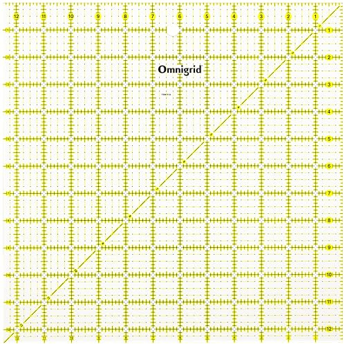 Omnigrid Nähen, quadratisch, 31,3 x 31,2 cm Quilt-Lineale, Acryl, farblos, 12-½
