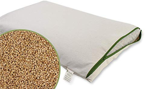 mudis Naturkissen&mehr Reisekissen-Kinderkissen 30x45cm,100% Bio Hirseschalen,mit abnehmbaren waschbares 100% Bio Baumwolle-Inlett