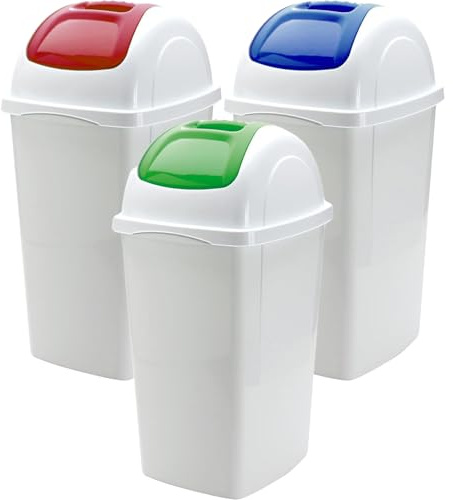 Papelera Basculante Europa, 33 litros, Blanca