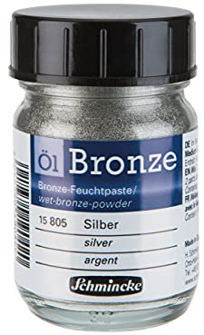 Schmincke - Bronze à l'huile, argent, 50 ml, 15 805 024, pour des effets métalliques aux reflets argentés sur des tableaux à l’huile ou autres supports pré-apprêtés, comme p. ex. bois, métal ou plâtre