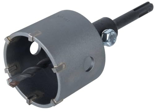 wolfcraft Bohrkrone, hartmetallbestückt, mit Spanndorn SDS-Plus I 5481000 I Für Elektro- und Sanitärinstallationen in Beton, Mauerwerk und Stein; Schnitttiefe 46 mm