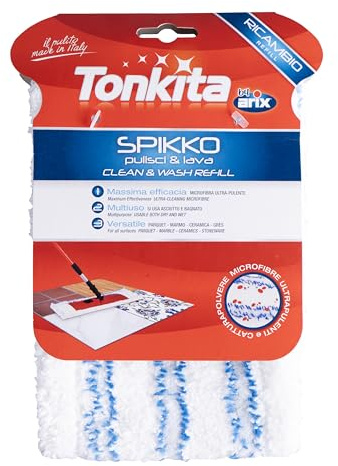 Tonkita | Spikko Pulisci e Lava, Panno in Microfibra per Spolverare e Lavare, Microfibra Blu, Pulizia Pavimenti Grés, Ceramica, Marmo, Pareti Piastrellate e Box Doccia, Made in Italy