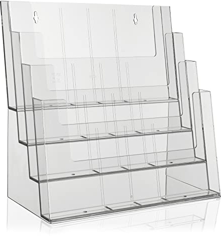 Taymar 4 Prospekthalter C330 X Vier Etagen Display Ständer für Prospekte und Broschüren in A4 quer, transparent