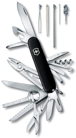 Victorinox Swiss Champ Swiss Army Knife, Medium, Multi Tool, 33 Functions, Blade, Scissors, Black