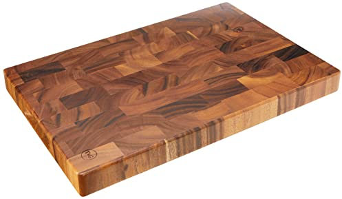 T&G Tuscany Rectangular End Grain Chopping Board with Finger Grooves in Acacia, Large, 45 x 30 x 4 cm, 10943