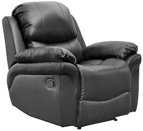 More4Homes MADISON BONDED LEATHER RECLINER ARMCHAIR SOFA HOME LOUNGE CHAIR RECLINING GAMING (Black)