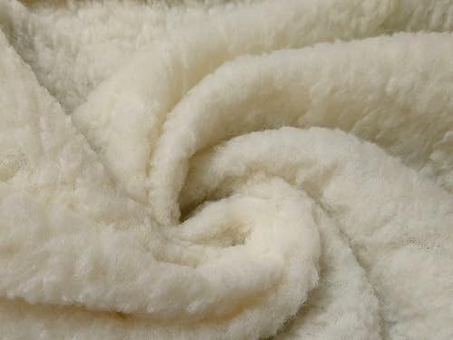 Kunstpelz Sherpa-Fleece Schafspelz Stoff Material - Creme - Beige, 5Mtr - 500cmx150cm