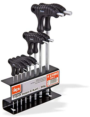 DEMA Innensechskantschlüssel Set 8-tlg ITD, CV-Stahl T-Griff, ergonomisch, Kugelkopf, robust & langlebig, mit Metallhalterung für Werkstatt, Heimwerker, Schrauben lösen & anziehen