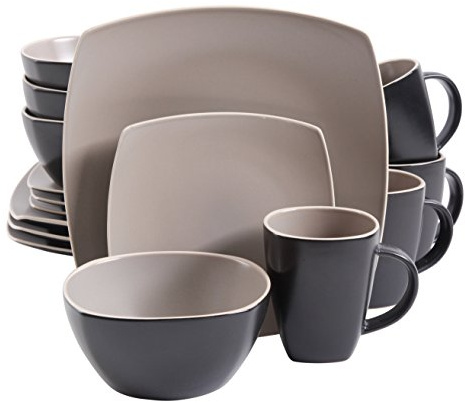 Gibson Elite Soho Lounge Dinnerware Set, Service for 4 (16pcs), Matte Taupe