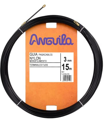 Anguila Guía Pasacables Nylon Terminales Fijos Negro ⌀3mm 15m