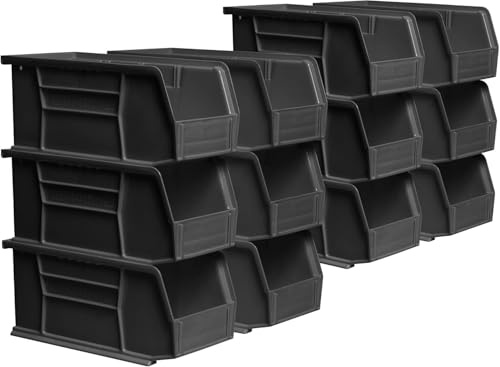 Akro-Mils 30230 AkroBins Plastic Storage Bins, 11x5x5, Black, 12-Pack