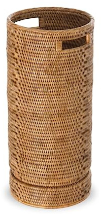KOUBOO La Jolla Rattan Umbrella Stand, Handmade, Honey Brown, Umbrella Holder, Sturdy, Walking Sticks, Canes, Entryway, Mudroom, Office, Dip Tray, Home Decor
