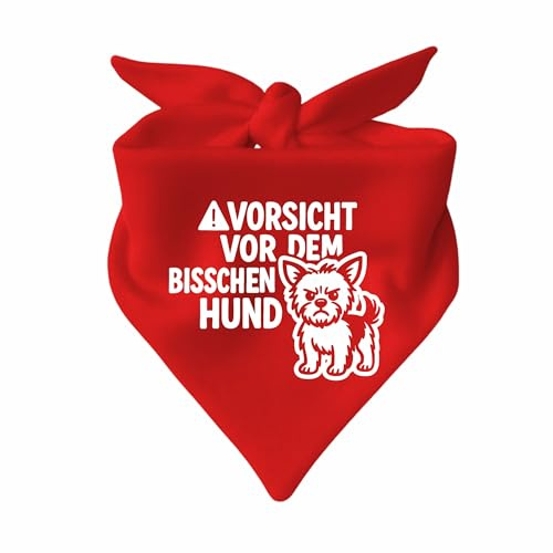 Hunde Dreiecks Halstuch (Fb: rot) (Gr. 1 (55 cm)) Vorsicht vor dem bisschen Hund