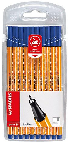 STABILO point 88 - Fineliner, 10er Set Blau