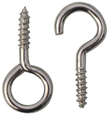 20 x Hooks and eyes 25mm net wire curtain screws - 10 x hooks & 10 x eyes
