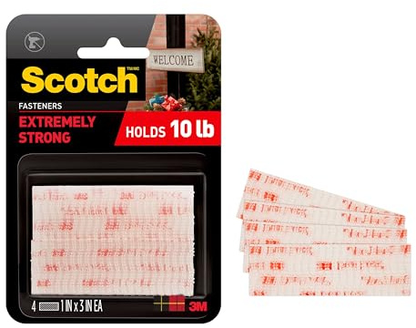 Scotch(R) All-Weather Fasteners, 2 Sets of 1 Inch x 3 Inches, Strips, Clear (RFD7090)