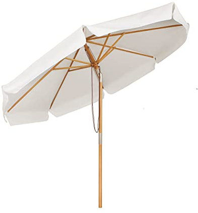 Sekey Sonnenschirm 300 cm Holz-Sonnenschirm Marktschirm Gartenschirm Terrassenschirm Rund UV50+