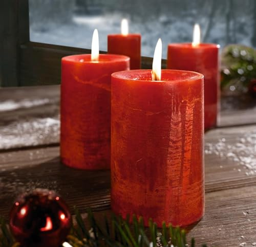Duftkerze Zimtapfel 4er Set aus Echtwachs, Kerzenset, Stumpenkerzen | mit weihnachtlichtem Duft, lange 38 Stunden Brenndauer, Aromakerze für Winter & Weihnachten