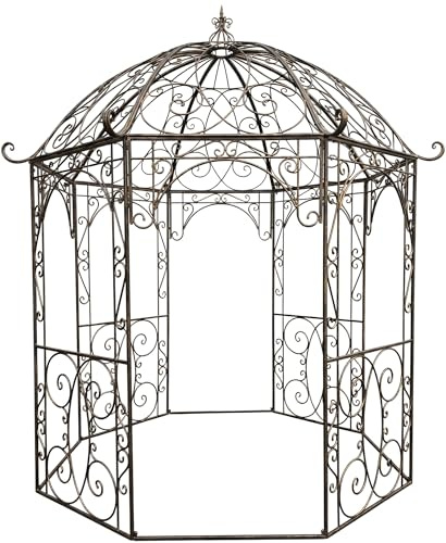 CLP Rosenpavillon aus Eisen Leila, Gartenpavillon im Jugendstil nostalgisch, Rankhilfe pulverbeschichtet für Kletterpflanzen und Rosen, Farbe:Bronze