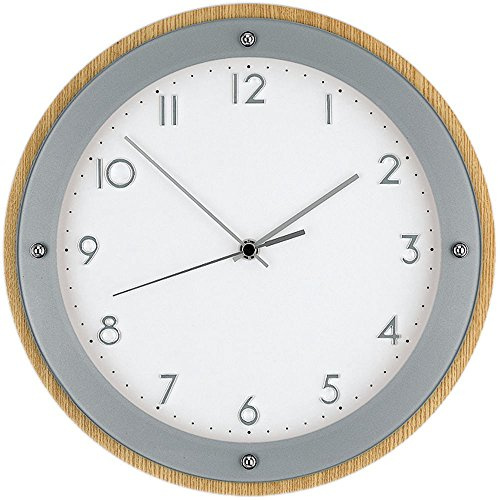 AMS 5846 Wanduhr Funk, furniertes Holzgehäuse bedrucktes Mineralglas Funkwanduhr