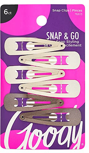 Goody Snap & Go Metal Contour Clips, 6 Count, Blonde, Snap Clips, Suitable for All Hair Types, Pain-Free Hair Accessories for Women, Men, and Kids, All Day Comfort