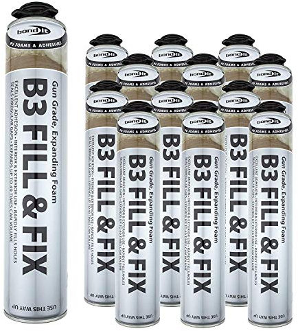 12 x BOND IT 750ml GUN GRADE EXPANDING FOAM PU FILL AND FIX GAP FILLER contractors