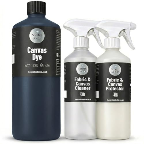 Scratch Doctor Canvas Dye Kit Restore Faded Colour on Convertible Car, Boat Roof, Awning & Soft Top (Dark Blue, 1000ml)