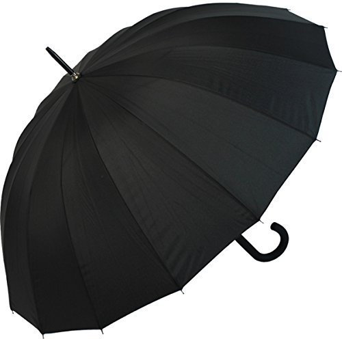 iX-brella long - hochwertiger Stockschirm 16-teilig mit Automatik - sturmsicher - schwarz