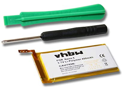 vhbw batteri kompatibelt med Apple iPod A1320 | Nano 5 MP3-spelare musikspelare (400 mAh, 3,7 V, Li-Polymer)