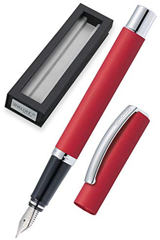 ONLINE Füller Vision Rot I Eleganter Füllfederhalter mit Iridium-Feder medium I Füllhalter aus Aluminium für Standard-Tintenpatronen & Konverter I in Geschenkbox