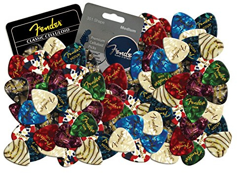 Fender Celluloid Guitar Picks Plektron 12 X Random Mixed Pearl Colours HEAVY