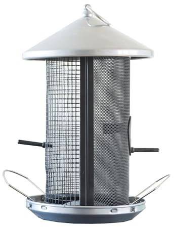 Windhager Vogelfuttersilo Happy Bird, Vogelfutterspender Futterstation, witterungsbeständig, aus Metall, 19 x 26 x 31 cm, 06999, Schwarz/Silber