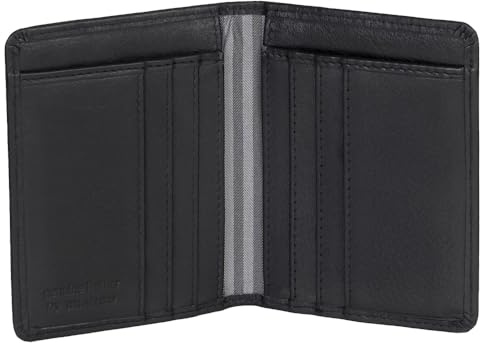 Ledershop24 Ausweismappe Ausweisetui Ausweishülle schwarz echt Leder mit 6 Kartenfächern + 4 Dokumentenfächer