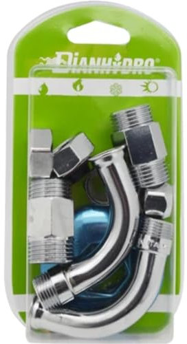 CURVETTA SOTTOLAVABO A 90 gradi Pezzi 2 COMPLETA BLISTER 1/2 x 3/8 Diametro 10