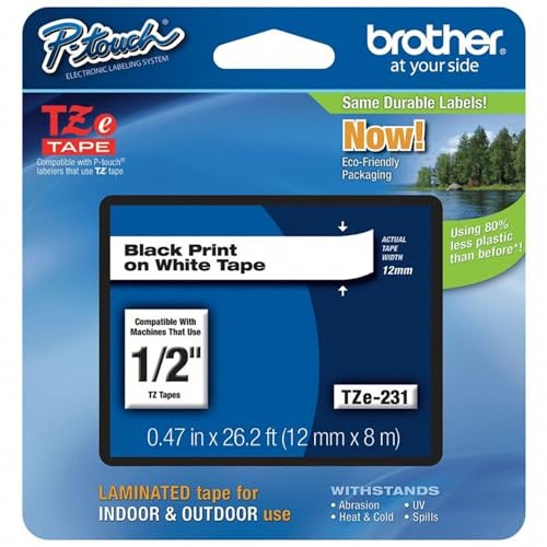 Brother Original P-touch Schriftband TZE231 (kompatibel mit Brother P-touch PT-H100LB/R, -H105, -E100/VP, -D200/BW/VP, -D210/VP)